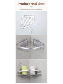 حامل ثلاثي القوائم من الفولاذ المقاوم للصدأ للتركيب الجيد بدون ثقوب أو آثار، يمكن وضعه في الحمام والمطبخ لاستقبال الأغراض، إكسسوارات الحمام، ديكور الغرفة