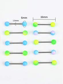 1 Stück Punk Acryl & Titan Stahl Doppelkopf Rund Ball Splice Farbe Zungenpiercing, Unisex Piercing Schmuck