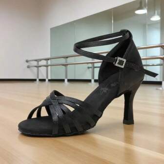 1 Pair Women's Soft Bottom Latin Dance Shoes, 7cm High Heel, Dance Shoes For Parties, Professional Latin Shoes