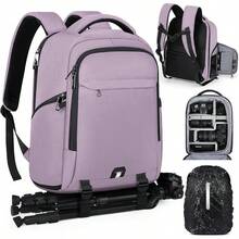 RAINSMORE Mochila para Camara Fotografica DSLR SLR Mirrorless Mochila Camara Laptop Mochila Fotografia con Funda Impermeable y 14 Pulgadas Compartimento Portátil Mochila Antirrobo para Cámara Negro - rosa - Ver 13
