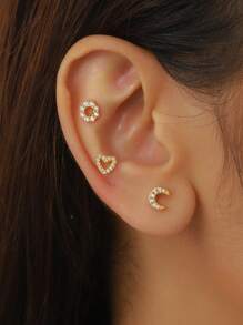 3-6个水钻耳夹，独特设计，高端大气，适合学生和女性佩戴，无需耳洞，日常佩戴。 - 三件式耳飾套裝 - 查看 15