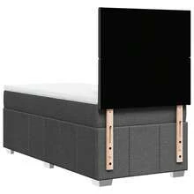 vidaXL Boxspringbett mit Matratze Dunkelgrau 80x200 cm Stoff - Grau - Übersicht 6