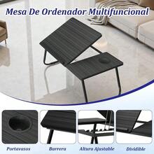 Mesa para Cama Plegable,Mesita para Laptop Cama, Mesa de Cama para Laptop con Portavasos y Ranura Inclinación Ajustable de 5 Niveles de Comer, Jugar, Estudiar y Trabajar-Negro - Negro - Ver 5