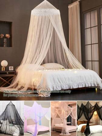 Red mosquitera: Red mosquitera individual de cúpula / Red mosquitera de 4 aberturas, red mosquitera colgante, cortina colgante suspendida anti-mosquitos, dosel de malla para el hogar, el dormitorio, el palacio, para camas de hasta 1,5 m, cuadrada para camas de hasta 1,8 m, decoración de dormitorio y exterior, para cama de niños, bebés y adultos, sin iluminación