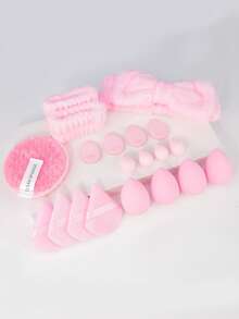 RANCAI 洗脸头带和腕带套装，化妆海绵三角粉扑爪子迷你海绵，适用于粉底液，可重复使用卸妆棉，20片装 - 彩色 - 查看 15