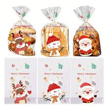 8 PIEZAS, Bolsa de regalo de Navidad, con diseños de muñeco de nieve, reno y Papá Noel - Bolsa de regalo transparente para fiesta navideña (los diseños varían aleatoriamente) Decoraciones navideñas, Pijamas navideños, Regalos de Navidad, Decoración navideña - Multicolor - Ver 7