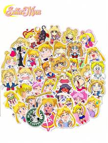 TOEI ANIMATION 50pcs  Officially Licensed Tsukino Usagi Vinyl Sticker Cartoon Cute  Ami DIY Label High Quality Waterproof UV Scratch Resistant Great For Mom Dad Grand Mother Father Teacher Sister Brother Boy Girl Friend Funny Valentine's Day Gifts Hino Rei Kino Makoto