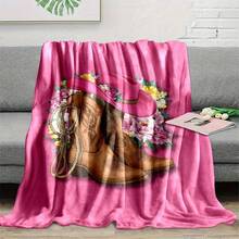 Retro Western Cowboy Theme, Cowboy Boots, Cowboy Hats, Cacti, Feather Design Patterns, Modern Home Style,Super Soft Flannel Printed  Blanket,As Birthday Gifts, Family, Wedding, Souvenir Blankets, Polyester Blankets Suitable For All Seasons, Washable, Machine Washable, Lightweight, Breathable, Comfortable, Warm, Unique, 280gsm For Him, Her Personalized Ideal Gifts For Her, Him, Family, Boyfriend, Girlfriend, Father, Family, Mother, Lover, Daughter, Son, Grandfather, Grandmother, Teacher,Doctor, Nurse,Friend, Classmate, Pet.Perfect Nap, Camping, Travel, Home, Daily Life, Office Decoration, Birthday, Anniversary, Valentine's Day, Thanksgiving, Graduation Season,Christmas, Halloween, Mother's Day, Father's Day, Wedding, New Year Gifts ,Sofa,Bed,Car,Bedroom,Living Room,Office,  Outdoor Camping, Beach,Wall Decoration - 多色6 - 查看 5