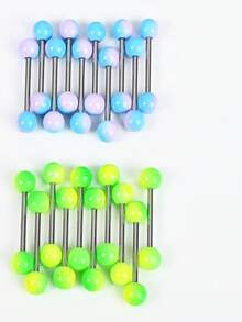 1 Stück Punk Acryl & Titan Stahl Doppelkopf Rund Ball Splice Farbe Zungenpiercing, Unisex Piercing Schmuck