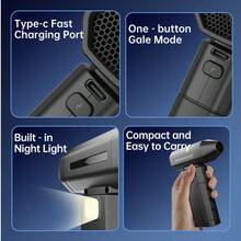 Teckwe Compressed Air Duster 100000RPM Ultra Powerful Electric Air Blower With 6-Gear Adjustable High Speed Brushless Motor Jet Dry Blower Rechargeable Battery Turbo Fan For Cleaning Car Seats/Snow Removal, Computer Case/Keyboard, Sofa/Window Gaps Dust Blowing, Suitable For Outdoor/Home Use