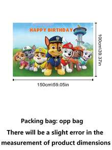 Fondo de fiesta de cumpleaños de Paw Patrol de 5 pies - Decoración de fiesta con corona de globos/Regalo de Navidad, Decoración navideña - Multicolor - Ver 10