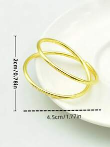 1pc/6pcs/12pcs/24pcs Golden Circle Napkin Rings, Simple Metal Double Circle Napkin Holder For Man&Woman, Reusable Family Gathering, Banquet, Minimalism Buckles For Table Setting, Party Holiday Supplies - Double Ring Napkin Buckle - View 4
