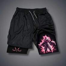 Majin Boo DBZ Anime 2 In 1 Men's Compression Shorts For Gym Drift - 黑色 - 查看 1