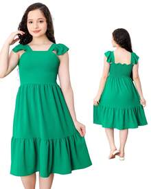 Short Plain Tank Top Dress - Green - View 3