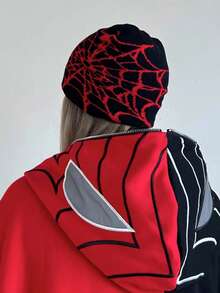 قبعة محبوكة دافئة ومنفذة للهواء بتصميم شبكة العنكبوت للنساء، مناسبة للتنكر والحفلات والألعاب