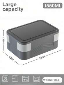 1pc 1550ml Lunch Box, Large Capacity Bento Box With 7 Compartments (Double-Layer Design), Lunch Food Container With Cutlery, Sauce Jar, Microwave & Dishwasher Friendly, Suitable For Adult Men And Women, School, Camping, Food Storage, Restaurants, Back To School Gifts, Kitchen, Christmas Gifts - Multicolor - View 2