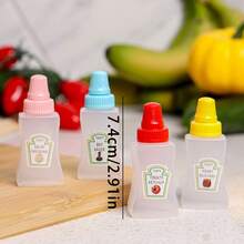 8 pièces Mini bouteilles de ketchup de tomate mignonnes et colorées, boîtes de vinaigrette de tomate vides, distributeur de ketchup et de moutarde pour adultes, petit contenant de sauce portable, pour boîte à bento de bureau