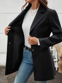 Women's Elegant Overcoat Shawl Collar Single Breasted Outerwear Winter Long Coat
