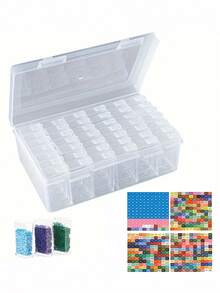 Die neue Außenbox + 42 kleine quadratische Flaschen Kombination, großvolumig, tragbar und portabel, korrosionsbeständig, wasserdicht, vielseitig einsetzbar, mehrlagig stapelbar, kann für Diamantmalerei und Malzubehör, Aufbewahrung, Büroartikel-Lagerung usw. verwendet werden