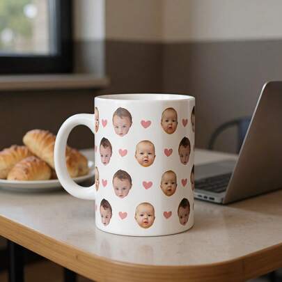 1pc Customized Face Mug, Personalized Photo Coffee Cup, Personalized Baby & Pet Portrait Mug, Personalized Photo Anniversary Mug, Housewarming Gift, Valentine's Day Gift, Anniversary Gift, Graduation Gift, Mother's Day Gift, Father's Day Gift, Ideal Gift For Dad/Mom/Grandma/Grandpa ,For Family ,Kitchen Utensils