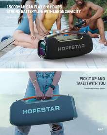 HOPESTAR bocinas de bluetooth,Bocina Bluetooth portátil,bocinas de bluetooth sonido fuerte,graves profundos estéreo de 100 W, bocinas de bluetooth grandes,Altavoz sonido potente,  altavoz inalámbrico para fiestas en interiores y exteriores, ideal para camping, playa, fiestas, compatible con TWS/USB/tarjeta TF/AUX - Verde - Ver 9