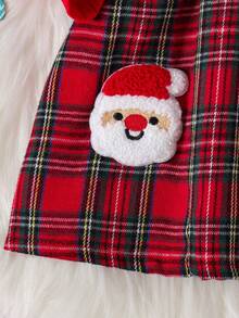 Baby Girls Christmas Ribbed Ruffle Bow Santa Claus + Bow Hair Scrunchie - Red - View 5