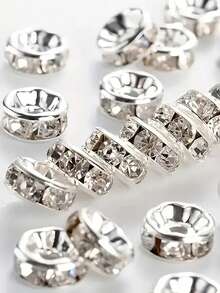 103 Stücke 6mm/73mm Silber Kristall Abstandsperlen, ideal für das Basteln von Armbändern und Halsketten