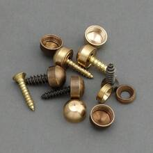 3 piezas de tornillos decorativos de latón antiguo con tapas, tornillos autoperforantes con acabado espejo de 9 mm para fijación de muebles, latón y bronce