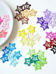50pcs/100pcs/200pcs/300pcs/400pcs Colorful Hollow Star Hair Clips, Cute Bangs Clips, Fashion Hair Accessories (No Storage Box) Hair Accessories - Multicolor - View 5