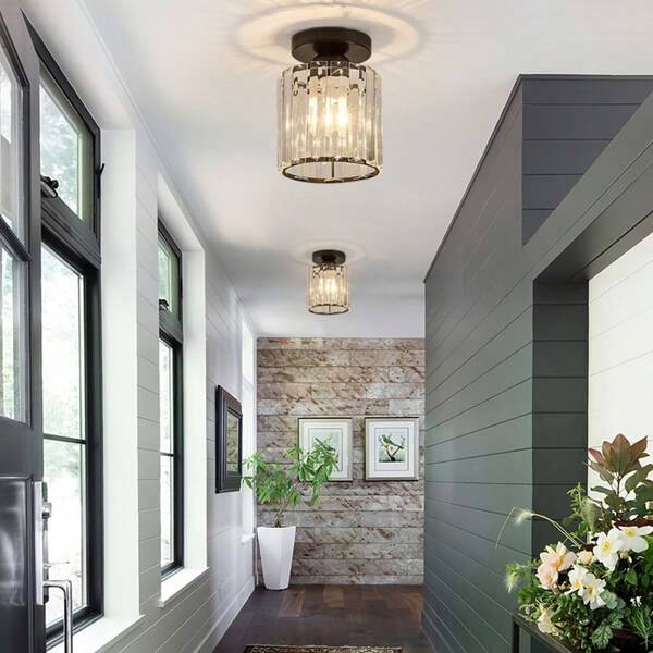 Lámpara de techo de cristal moderna y lujosa con casquillo E27, adecuada para dormitorio, sala de estar, comedor, cocina, armario, pasillo, escalera, baño (bombilla no incluida)