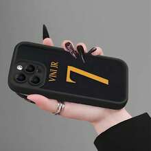 Vini Jr'S No, 7 Jersey Design Features Creative Personality Communication Protective Case, Showcase Your Unique Style, Compatible With  Models 16, 15, 14, 13, 12, 11, Mini, Pro Max, XS MAX, XR, X, 7 Plus, And SE2, Provides Comprehensive Lens Protection And A Sturdy Phone Case. 17 Case Scover De  17 Pro Max - Trộn màu - Xem 8