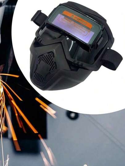 1 st ny svetsmask, utrustad med automatiskt avbländande svetsglasögon, lätt helmask för ansiktsskydd, hög temperaturbeständighet, antireflexbehandling, termisk avbildning, lämplig för argonbågsvetsning, industriell fordonsunderhållssvetsutrustning (modell slumpmässigt levererad)