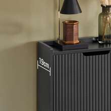 Shoe Rack With 2 Flaps, Narrow Shoe Cabinet, Shoe Rack With 2 Shelves, Shoe Chest Of Drawers, Shoe Storage, Black, W X H X D Approx. 50 X 90 X 19 Cm FSR177-SCH - Black - View 10