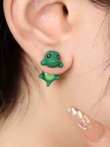 1 Pair Novelty Funny Green Frog Ear Clips, Unique Cute Green Frog Ear Cuffs For Women Without Piercing - Frog - View 14
