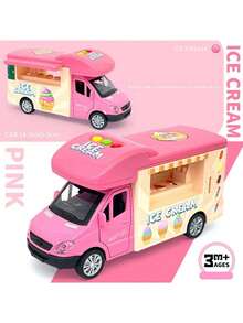 Ice Cream Truck Alloy Die-Cast Car Toy, Kids Pretend Play Food Vehicle, Simulation Popsicle, Pizza, Hamburger Car