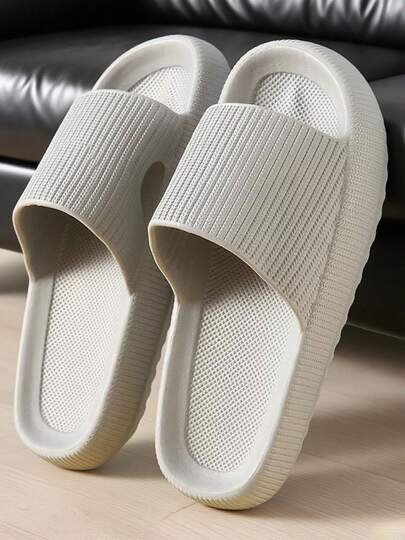 New Fashionable Men's Black Striped Slide Sandals, Thick EVA Sole, Quiet, Wear-Resistant, Breathable, Comfortable For Home, Bathroom, Quick-Drying (Recommend Ordering One Size Up For Wide Feet)