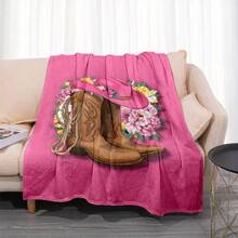 Retro Western Cowboy Theme, Cowboy Boots, Cowboy Hats, Cacti, Feather Design Patterns, Modern Home Style,Super Soft Flannel Printed  Blanket,As Birthday Gifts, Family, Wedding, Souvenir Blankets, Polyester Blankets Suitable For All Seasons, Washable, Machine Washable, Lightweight, Breathable, Comfortable, Warm, Unique, 280gsm For Him, Her Personalized Ideal Gifts For Her, Him, Family, Boyfriend, Girlfriend, Father, Family, Mother, Lover, Daughter, Son, Grandfather, Grandmother, Teacher,Doctor, Nurse,Friend, Classmate, Pet.Perfect Nap, Camping, Travel, Home, Daily Life, Office Decoration, Birthday, Anniversary, Valentine's Day, Thanksgiving, Graduation Season,Christmas, Halloween, Mother's Day, Father's Day, Wedding, New Year Gifts ,Sofa,Bed,Car,Bedroom,Living Room,Office,  Outdoor Camping, Beach,Wall Decoration - 多色6 - 查看 6