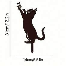 POSIGLOWTH 1pc Metal Iron Black Cat 3pcs/Set Animal Silhouette Garden Decoration, Halloween/Easter/Christmas Courtyard Horror Decoration, Ground Plug Ornament Art