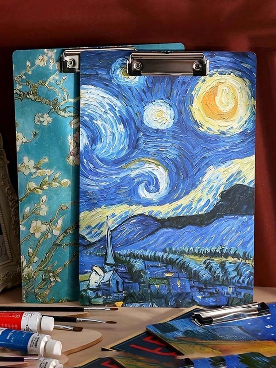 Van Gogh Kunst Serie Klemmbrett, hochwertige Sternenhimmel Kunst Schreibunterlage, Bunte Ölmalerei, stabile Büroklammern, strapazierfähige Aktenordner, DIN A4 Papier, Büroklammer Halter, Krankenschwester Klemmbrett, Schreibunterlage, Geschenk für Schulanfang Klassenzimmer Organisation, Lehrer Abschlussgeschenk, Schulanfang Saison, Schulmaterial, Lehrertag Geschenk, Schulanfang Geschenk, perfektes Geschenk für Lehrer, süßes hängendes Schreibbrett, Büromaterial