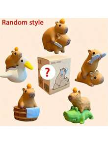 Figura decorativa de resina de capibara, decoración creativa para mujer para el centro de control del automóvil, muebles de escritorio, regalo con figura de animal al azar