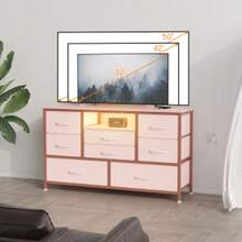 TV Stand With 8 Storage Drawer And Doors, Long TV Stand With Adjustable Shelves For 75 Inch TV For Living Room, Bedroom, Pink - Pink - View 8