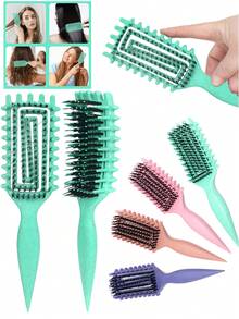 Hair brushes-EU+UK Lược uốn tóc tạo kiểu mới năm 2026 - Bàn chải tạo kiểu tóc xoăn, thích hợp cho tóc ướt, tạo kiểu tóc xoăn độc đáo cho phụ nữ. - Nhiều màu - Xem 12