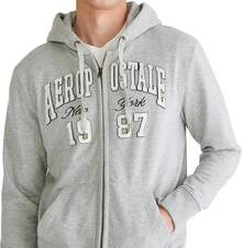 Men's Aero Logo Full Zip Hoodie-Arch - Light Heather Grey - View 2