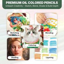 Oil Based Colored Pencils For Adult Coloring Books, 120/180 Count Color Pencils For Drawing Blending Shading, Soft & Break-Resistant Core, Coloring Pencils Set Gift For Professional Artistic Use - 120 oil color - 查看 3