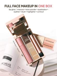 JUDYDOLL Mini Makeup Palette, Compact Eyeshadow Palette, Makeup Combo Palette, Eyelash, Travel & Daily Wear, Matte, Highlighter, Eyebrow Powder, Contour