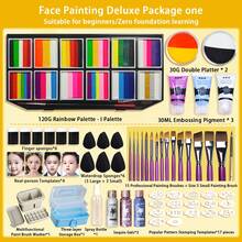 Kit de pintura facial - Set de maquillaje facial para fiestas de cumpleaños, Halloween y Navidad - 42 colores vibrantes, activado por agua, amigable para piel sensible - Pinceles para adultos y niños