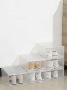 6/12pcs Clear Shoe Boxes Stackable Shoe Storage Boxes For Closet Sturdy Shoe Box Storage Containers With Clear Door Plastic Shoes Case Thickened Drawer Case Plastic Shoe Boxes Stackable Box Shoe Organizer Shoebox Organizer Containers For Sneakers - Multicolor - View 4