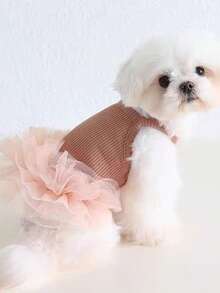 1 pieza Vestido para mascota, falda de tul elegante estilo ballet, vestido de princesa romántico, adecuado para perros y gatos pequeños, sin mangas, transpirable, para primavera/verano