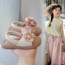 1 双新款女童/幼儿/婴儿双色花卉沙滩凉鞋，简约优雅，舒适柔软鞋底，夏季必备 - 米色 - 查看 4