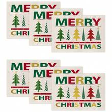 1pc/4pcs/6pcs/60pcs Christmas Placemats, Christmas Red Christmas Tree Star Linen Placemats, Merry Christmas Stain Resistant Placemats, Suitable For Home, Dining Room And Restaurant, Tabletop Decor, Home Goods